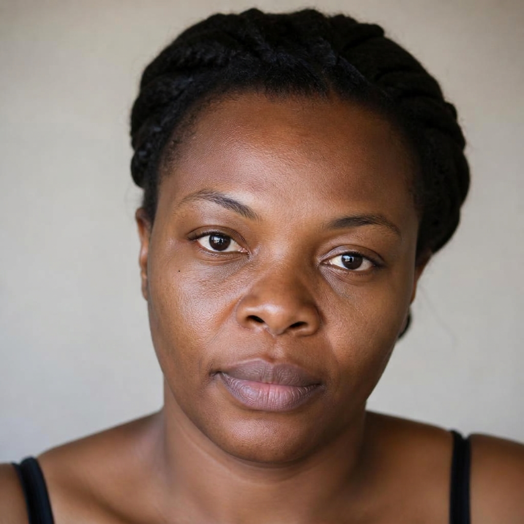 The same Black woman with a more even-looking complexion